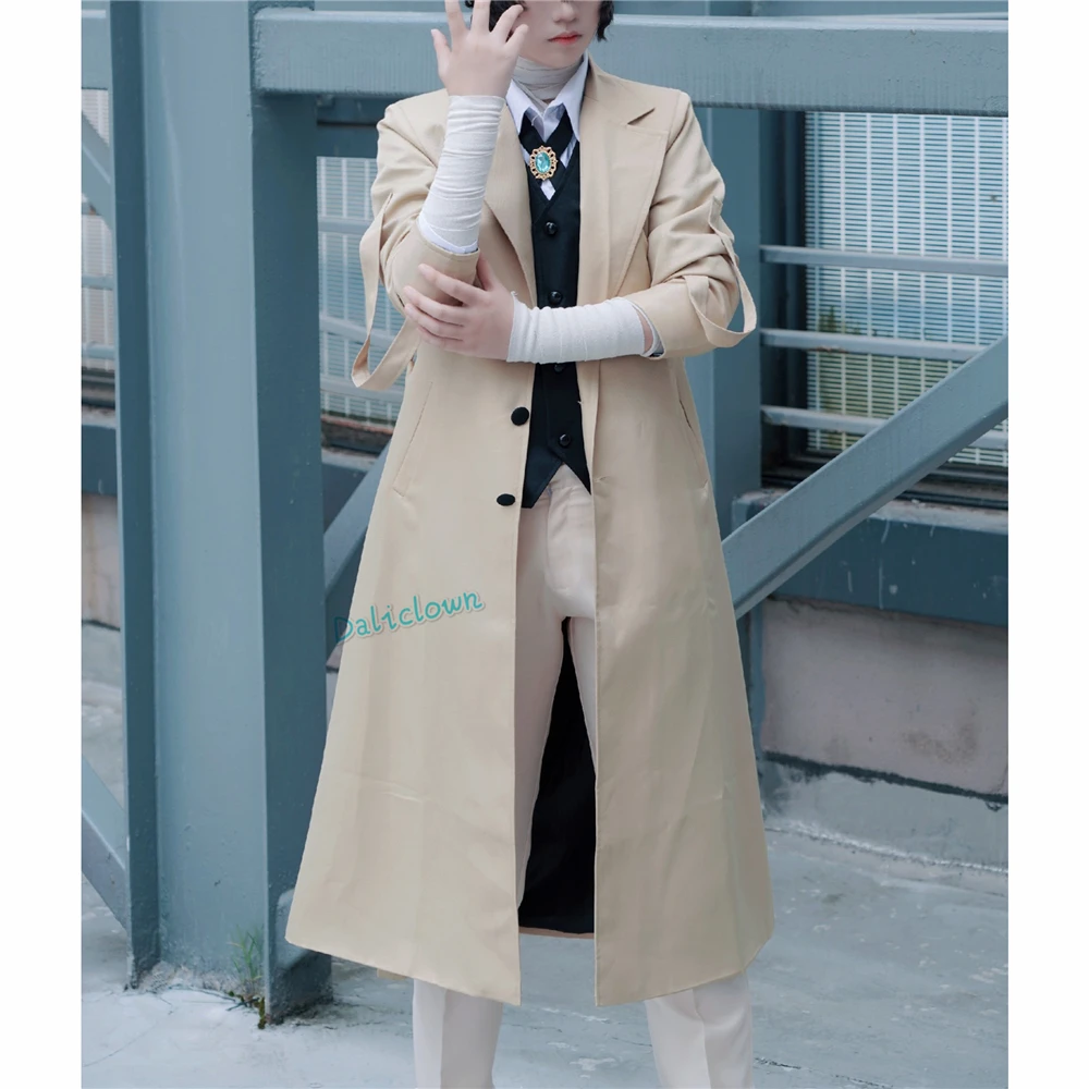 Anime Bungo Túlavých Psov Cosplay Kostým Osamu Dazai Ozbrojených Detektívne Agentúry Členských Jednotné Bunda, Kabát Oblek 2