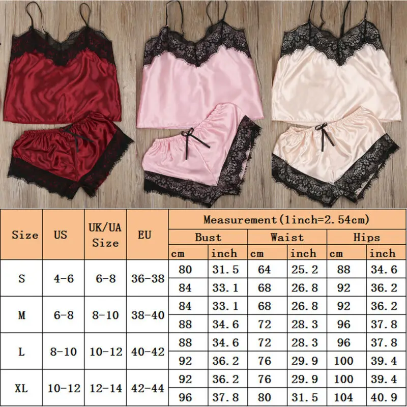 3ks Ženy Saténová Čipka Oka Sleepwear 9 Farbách oblečenie pre voľný čas Odev Pyžamá Nastaviť Žena Sexy Sleepwear Oblečenie 2020 Hot Predaj 4