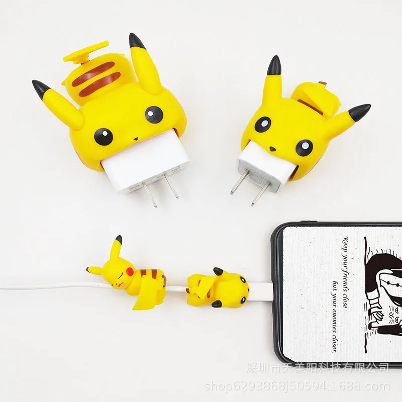Pokémon Pikachu Slúchadlový Kábel Hryzenie Zvierat Chránič pre Iphone Nabíjací Kábel USB Kábel Winder Anime Organizátor Anti-breaking 0