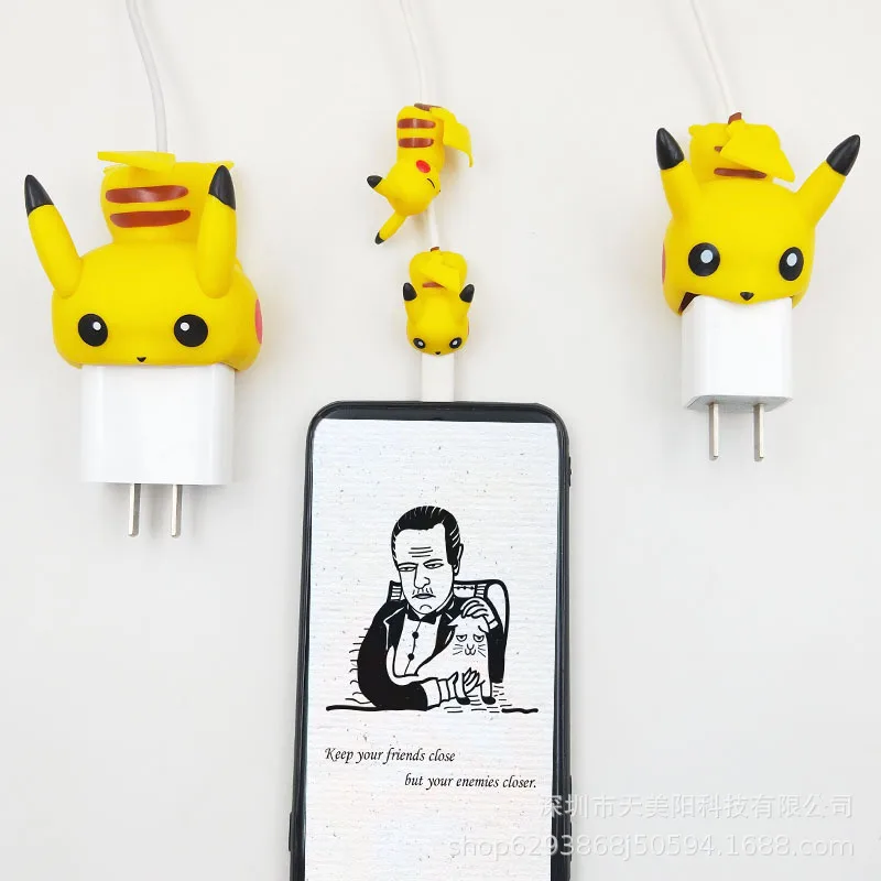 Pokémon Pikachu Slúchadlový Kábel Hryzenie Zvierat Chránič pre Iphone Nabíjací Kábel USB Kábel Winder Anime Organizátor Anti-breaking 1