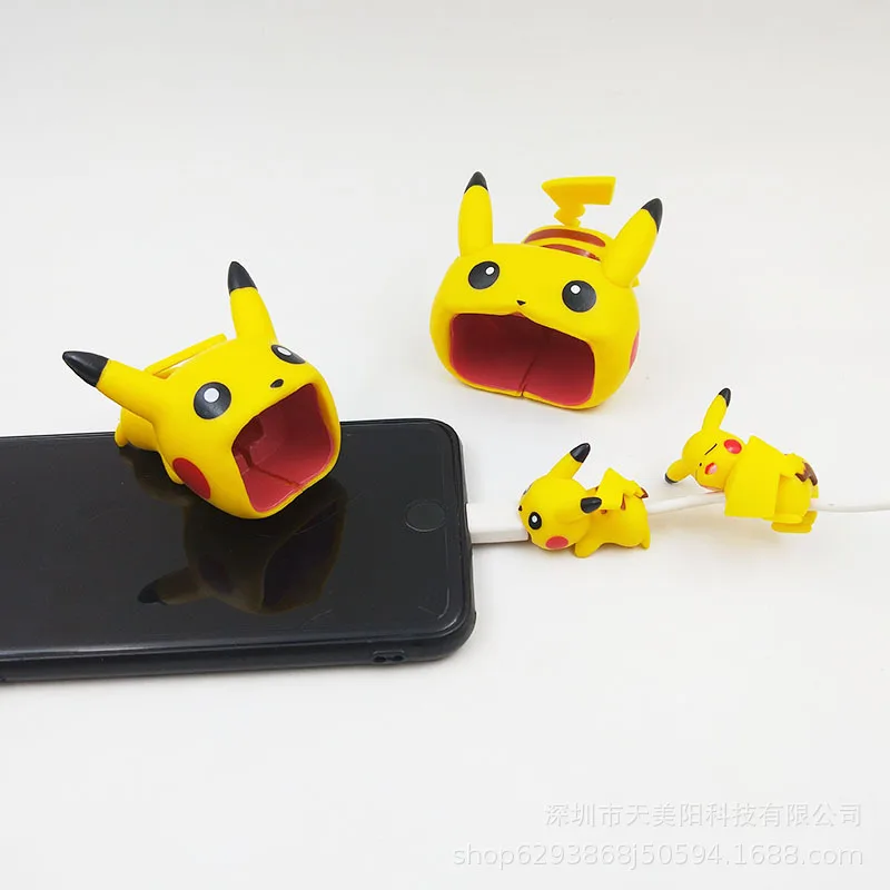 Pokémon Pikachu Slúchadlový Kábel Hryzenie Zvierat Chránič pre Iphone Nabíjací Kábel USB Kábel Winder Anime Organizátor Anti-breaking 5