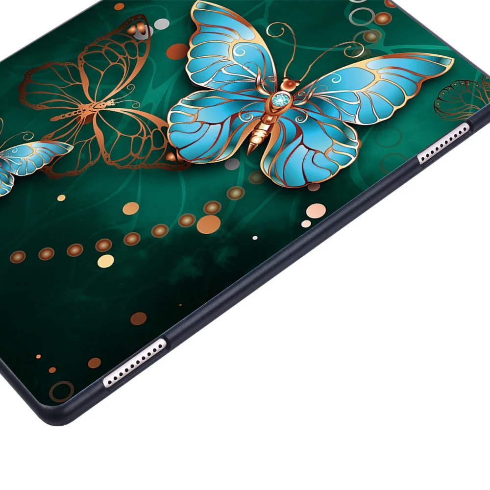 Prípad tabletu pre Huawei MediaPad T3 10 9.6 Palcový Motýľ Série Vzor Slim Zadný Kryt + dotykové Pero 1