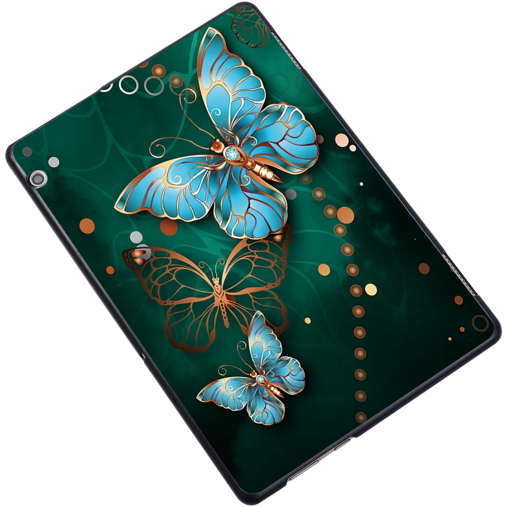 Prípad tabletu pre Huawei MediaPad T3 10 9.6 Palcový Motýľ Série Vzor Slim Zadný Kryt + dotykové Pero 4
