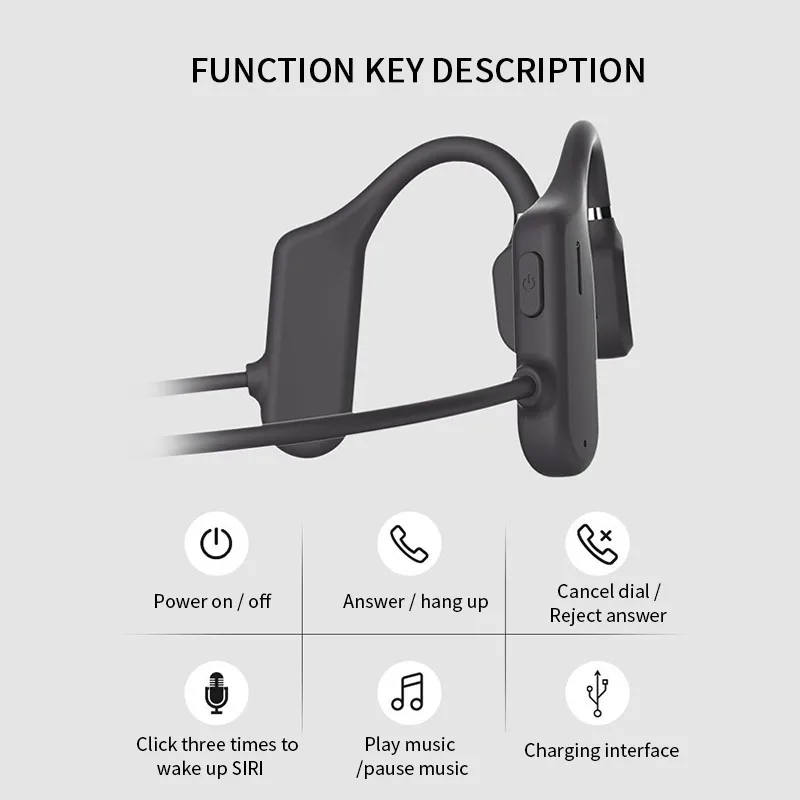 Pre Xiao Huawei Apple Bezdrôtové Slúchadlá Kostné Vedenie zvuku Stereo Bluetooth Vodotesné Slúchadlá Audio Mp3 s Hudbou Mikrofón 1