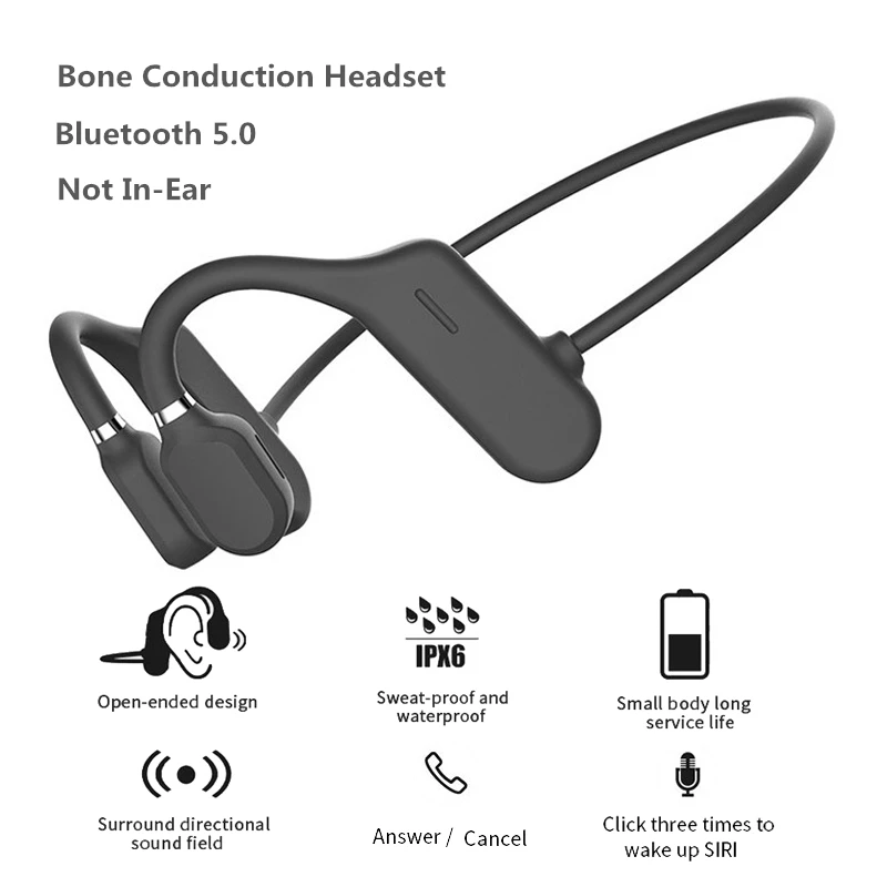 Pre Xiao Huawei Apple Bezdrôtové Slúchadlá Kostné Vedenie zvuku Stereo Bluetooth Vodotesné Slúchadlá Audio Mp3 s Hudbou Mikrofón 4