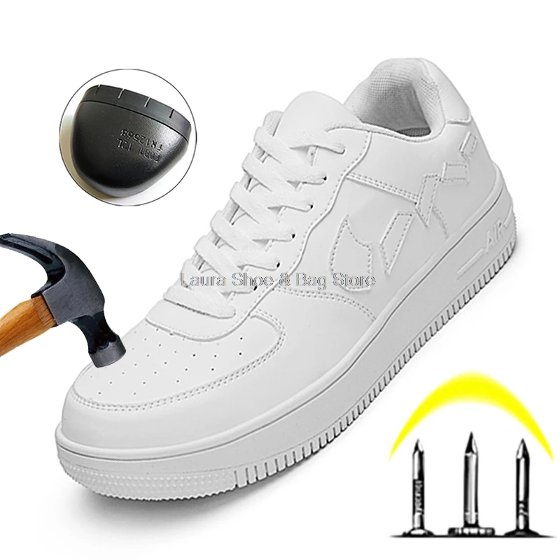 Móda práce tenisky mužov bezpečnostná obuv steel toe punkcia prrof bezpečnosti práce, topánky biele topánky kevlar bezpečnosti topánky muž čierna 2
