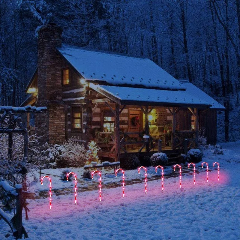 Vianočné Cesty, Osvetlenie, 10 Sád Candy Cane Svetlá Vysoký Pre-Lit s Teplým Svetlom LED Na Candy Cane Svetlo NÁS Plug 1