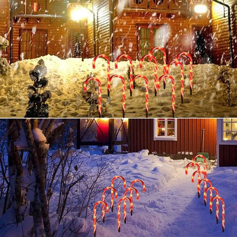 Vianočné Cesty, Osvetlenie, 10 Sád Candy Cane Svetlá Vysoký Pre-Lit s Teplým Svetlom LED Na Candy Cane Svetlo NÁS Plug 3