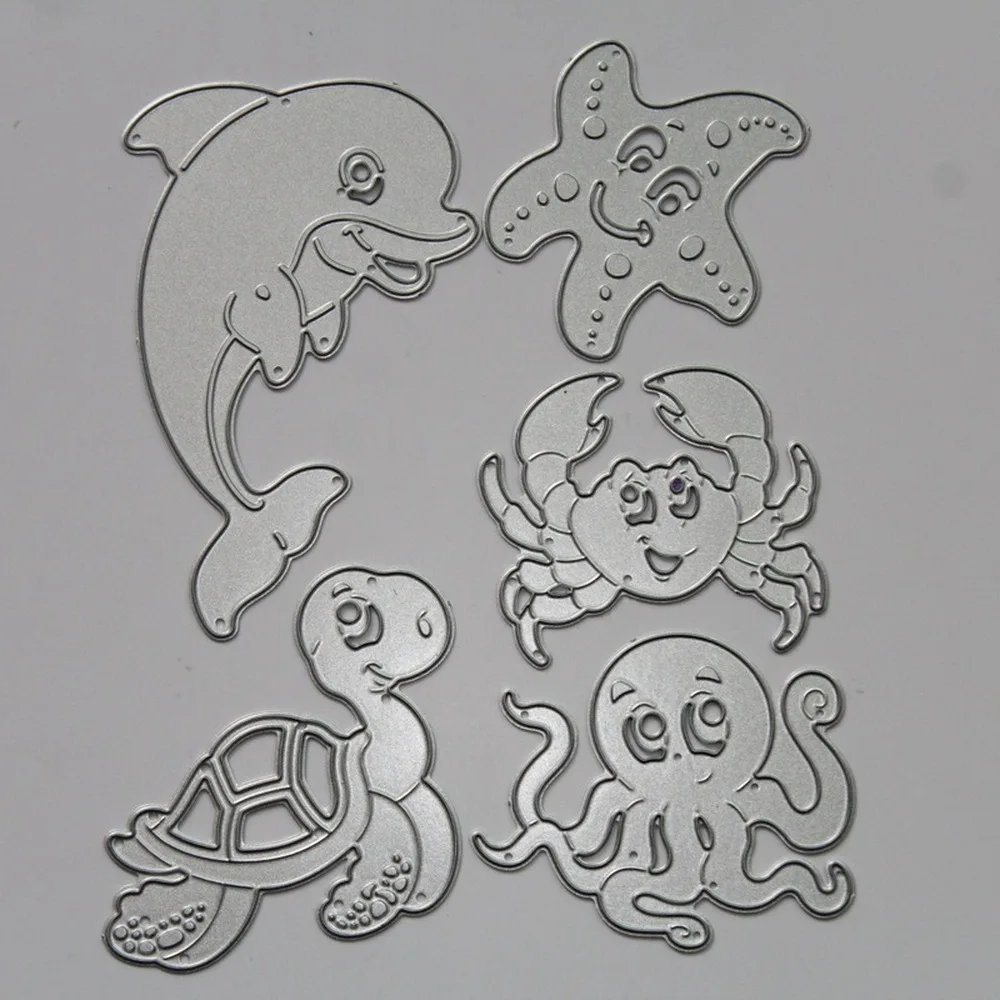 Morský Život Dolphin Krab Octopus Korytnačka Rezanie Kovov Zomrie DIY Karty Blany fotoalbum Razba Papier, Takže Scrapbooking 0