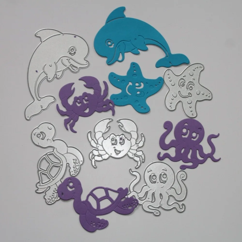 Morský Život Dolphin Krab Octopus Korytnačka Rezanie Kovov Zomrie DIY Karty Blany fotoalbum Razba Papier, Takže Scrapbooking 2