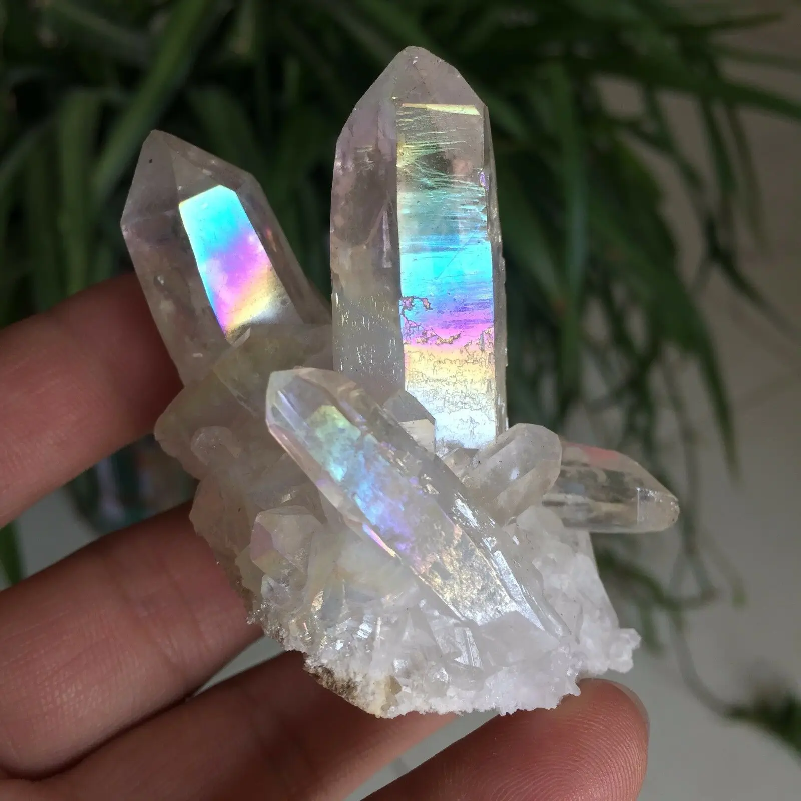 Hot!!! 60-70g prírodný biely anjel aura crystal klastra pokovovanie vrstvou Titánu quartz klastra kameň Uzdravenie 0