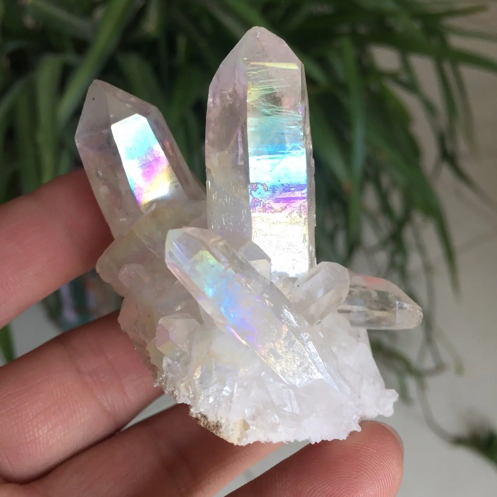Hot!!! 60-70g prírodný biely anjel aura crystal klastra pokovovanie vrstvou Titánu quartz klastra kameň Uzdravenie 4