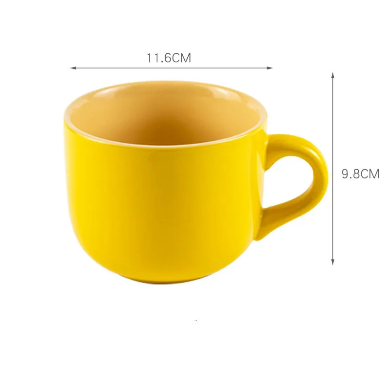 680ML Žltá Keramický Hrnček Kávy Mlieko, Káva, Džús Ovsených Pohár Drinkware Raňajky Pohár Vody Teacup Jednoduchý Dizajn Hrnčekov Kreatívne Darčeky 2