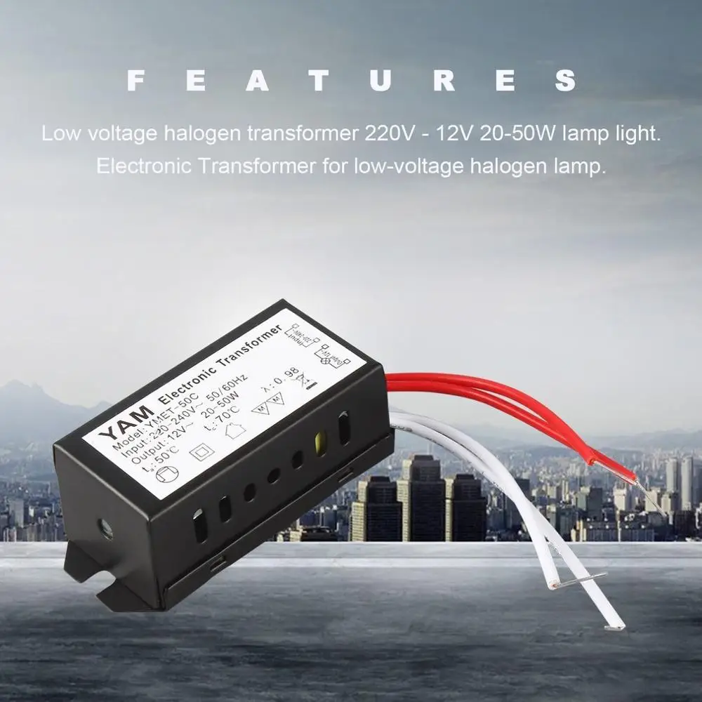 AC 220V na 12V 20-50W Halogen Žiarovka Elektronický Transformátor LED Ovládač Napájanie pre nízkonapäťové Halogénové Lampy 0