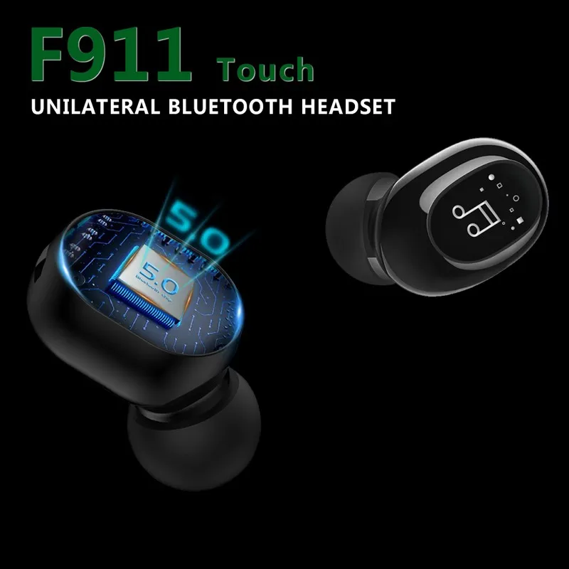 F911 Dotyk Bluetooth Slúchadlo TWS BT5.0 Ture Bezdrôtový Headset Mini Stereo Zvuk Business Športové Headset Neviditeľné Slúchadlá S Mikrofónom 4