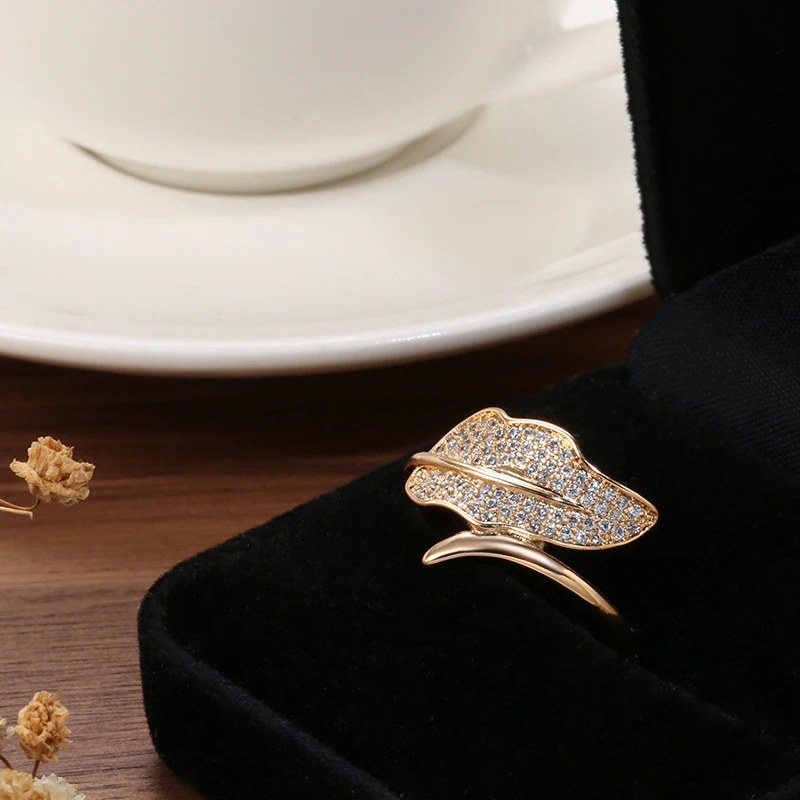 Kinel Veľká Veľkosť Prírodné Zirkón Krúžok pre Ženy Ruska Zlato Geometrické Leaf Nevesta Svadobné Prstene Vintage Módne Šperky 5