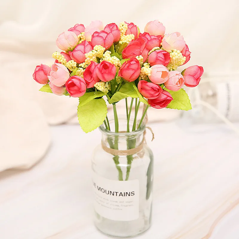15 Falošné Kvet Rosebuds Umelé Kvety, Svadobné Dekorácie, Doplnky, Kvety Strany Domova Krytý Falošné Kvet Darček 5