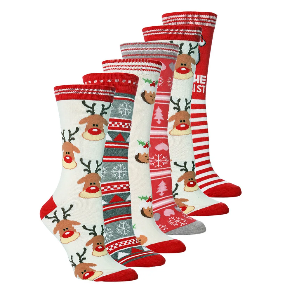 Jeseň Zima Módne Vianoce Ponožky Zábavné Elk Santa snehové Vločky, Zvončeky Vianočný Stromček Vzor Ponožky Happy Teplé Ponožky žena ponožky 4