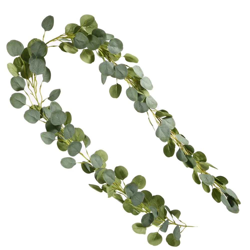 2M Umelé Rastliny Zelené Eukalyptové Garland Listy Viniča Faux Vína Ivy Veniec Steny Výzdoba, Svadobné Dekorácie Vonkajšie Závesné 4