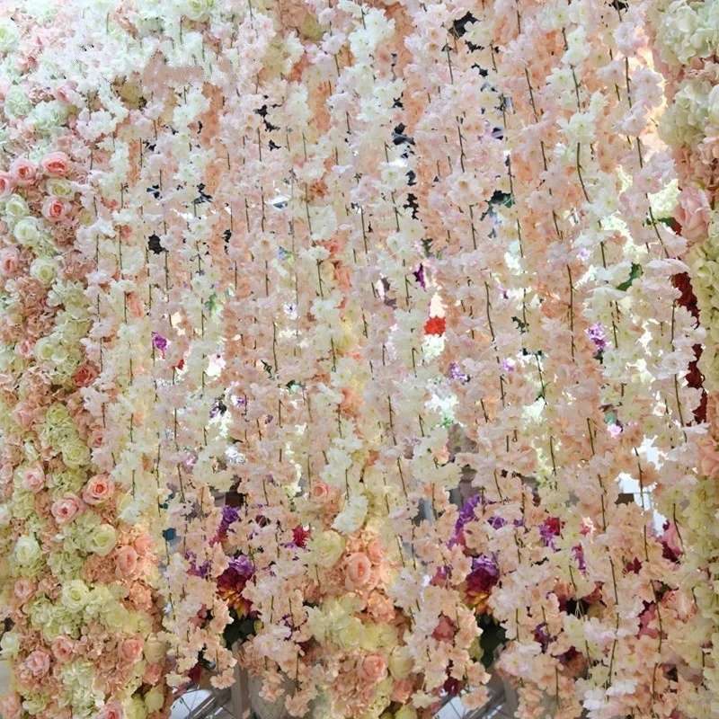 1.8 m Sakura Ratan Vysokej Simulácia 1.8 m Čerešňový Kvet Kvet Umelý Ratan Svadobné, Kvetinové Steny 5