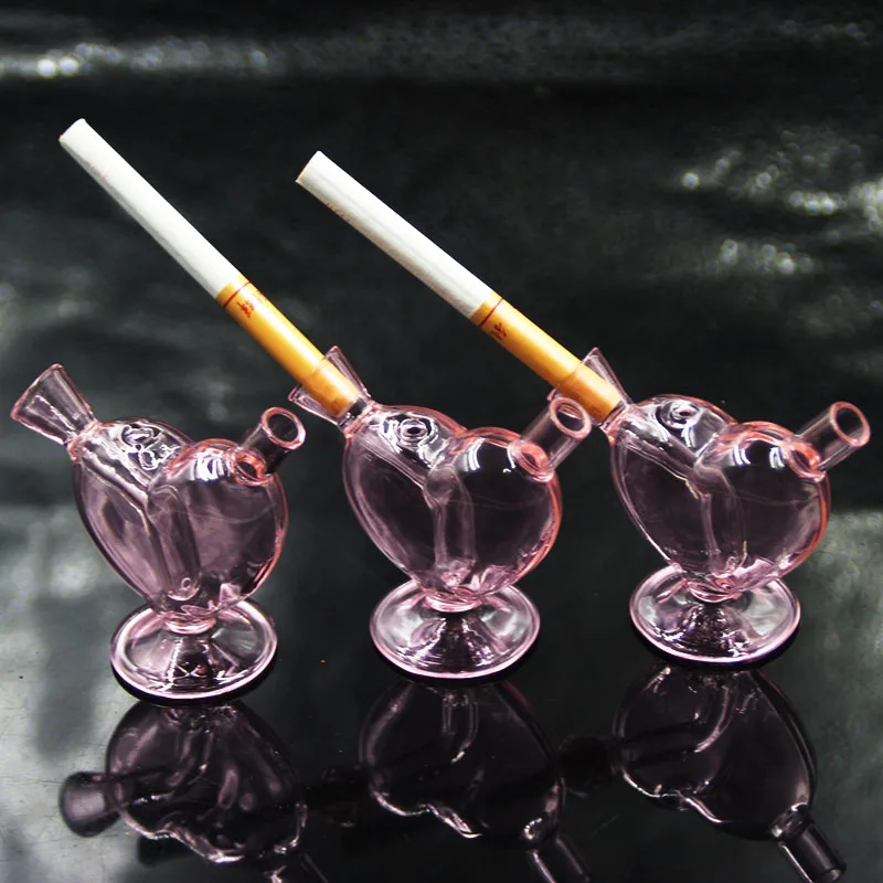 Nový Dizajn Ružové Sklo Smart MINI Bubblers Srdce popolníky Tipy Cigariet Fajčenie Vodnej fajky Sklo Filter Tipy 0