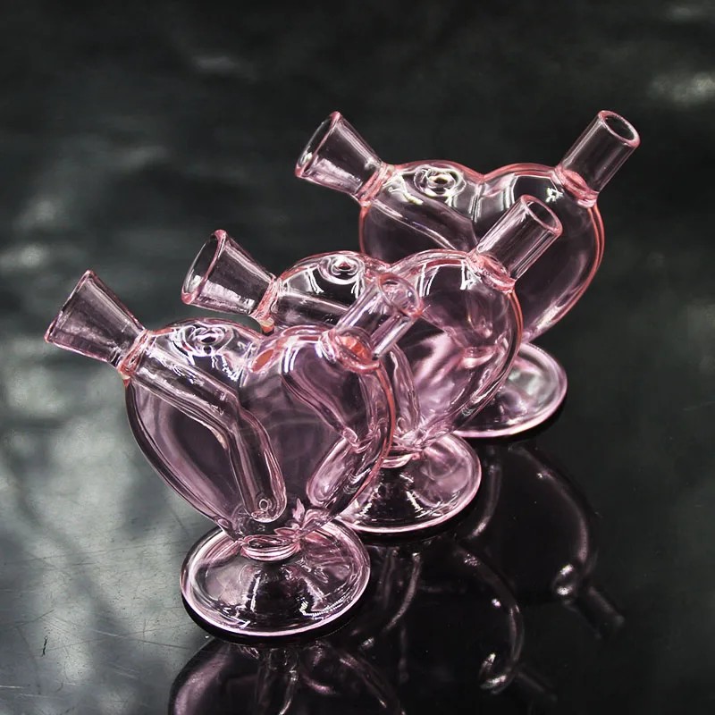 Nový Dizajn Ružové Sklo Smart MINI Bubblers Srdce popolníky Tipy Cigariet Fajčenie Vodnej fajky Sklo Filter Tipy 1