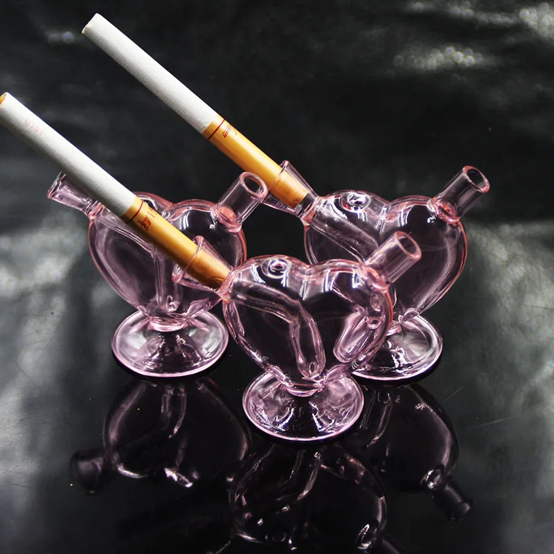 Nový Dizajn Ružové Sklo Smart MINI Bubblers Srdce popolníky Tipy Cigariet Fajčenie Vodnej fajky Sklo Filter Tipy 2