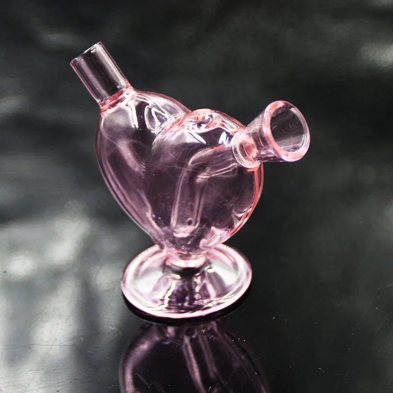 Nový Dizajn Ružové Sklo Smart MINI Bubblers Srdce popolníky Tipy Cigariet Fajčenie Vodnej fajky Sklo Filter Tipy 4