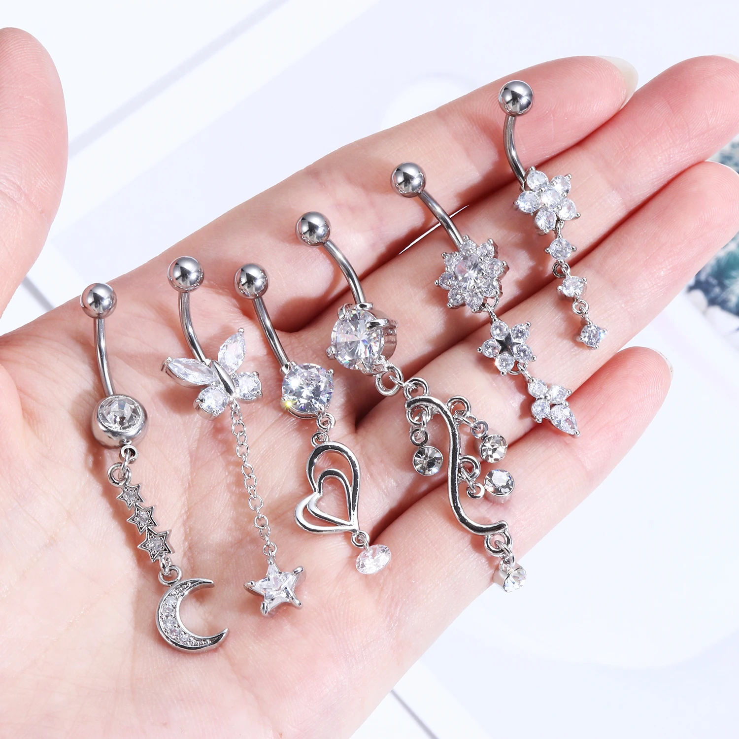 Ženy Drahokamu Brucho Tlačidlo Piercing Pupka Šperky Z Nerezovej Ocele Crystal Zirkón Krúžky Módne Doplnky 2021 Trendy 4