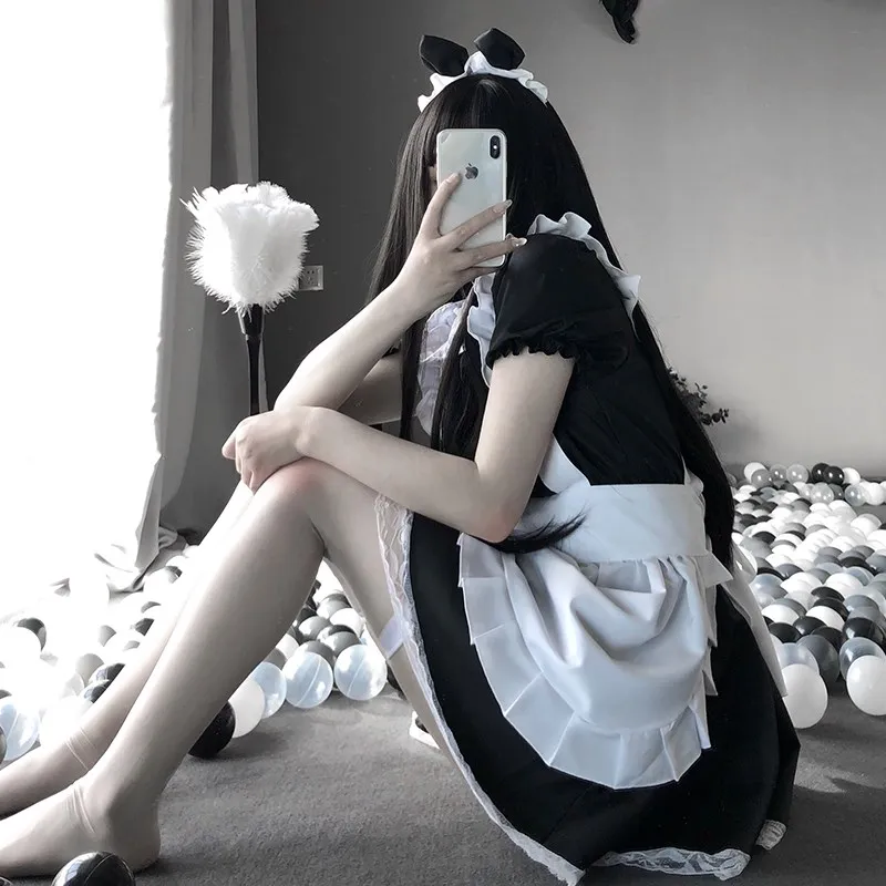 Slúžka Oblečenie COSPLAY Sexy Lolita Anime Roztomilé Mäkké Dievča Slúžka Jednotné Atraktívne Nastaviť Fáze Kostým Príslušenstvo 2