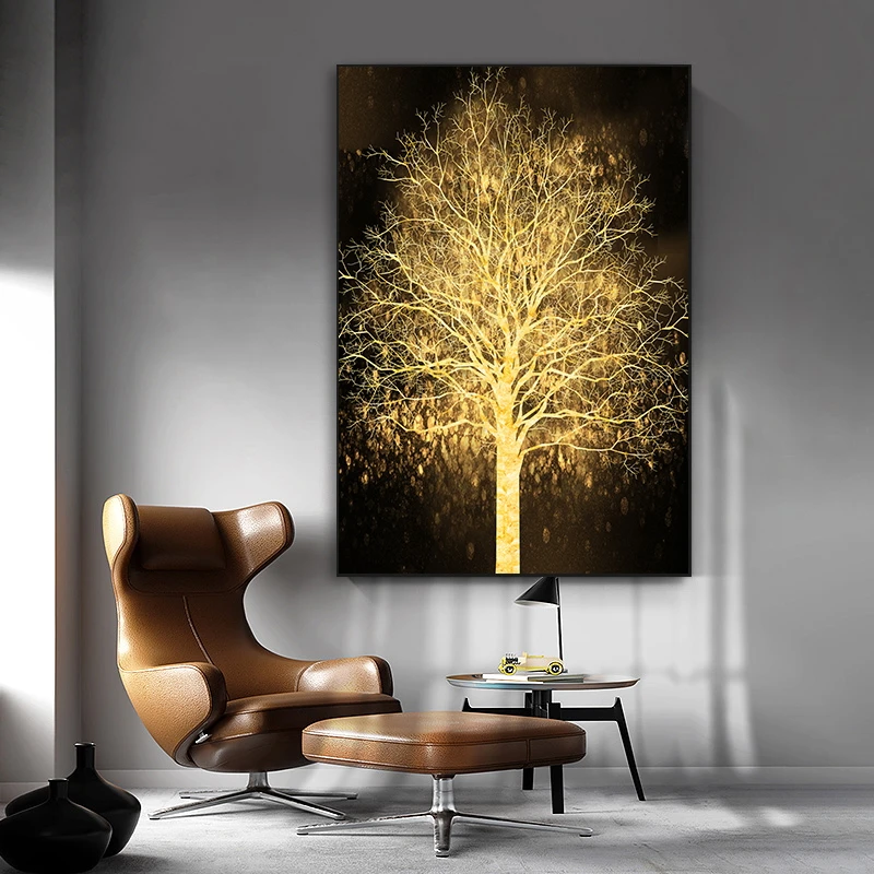 Nordic Plátno Na Maľovanie Abstraktné Obývacia Izba Zlatý Strom Umeleckých Obrazov Na Stenu Tlač, Spálne, Jedáleň Domova Obrázok Plagátu 0