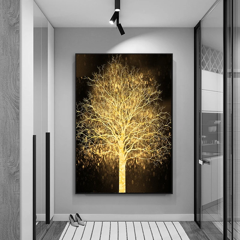 Nordic Plátno Na Maľovanie Abstraktné Obývacia Izba Zlatý Strom Umeleckých Obrazov Na Stenu Tlač, Spálne, Jedáleň Domova Obrázok Plagátu 3