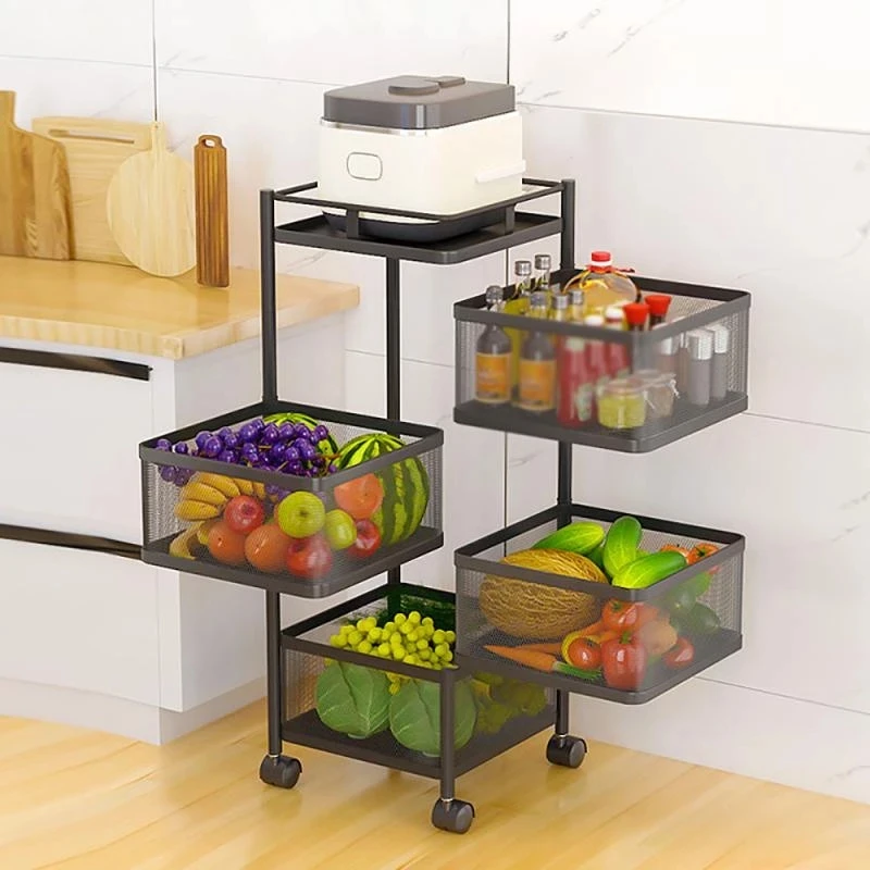 Kuchyňa Zeleniny Rotujúci Modul Poschodí Multi-Layer Námestie Domácnosti Zeleniny, Košík Ovocia a úložná Polička Domácnosti 1