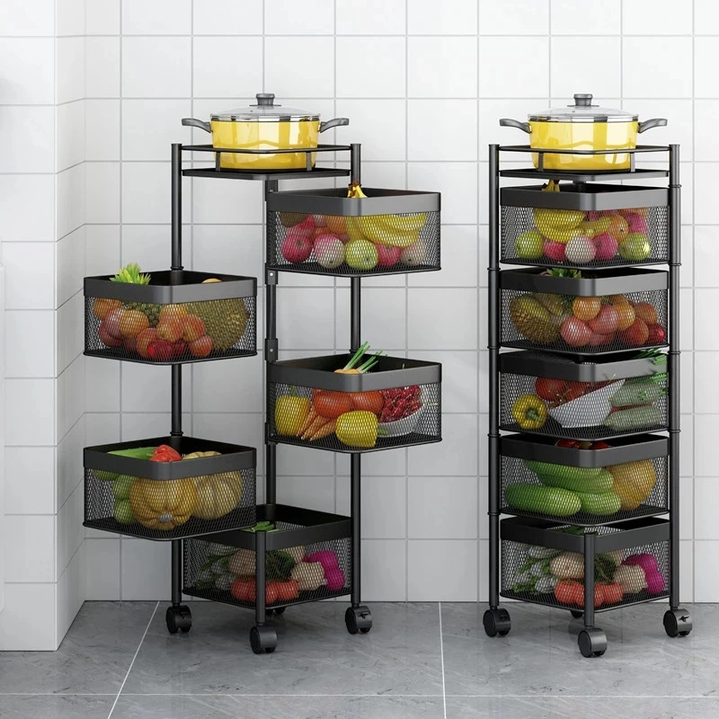 Kuchyňa Zeleniny Rotujúci Modul Poschodí Multi-Layer Námestie Domácnosti Zeleniny, Košík Ovocia a úložná Polička Domácnosti 2