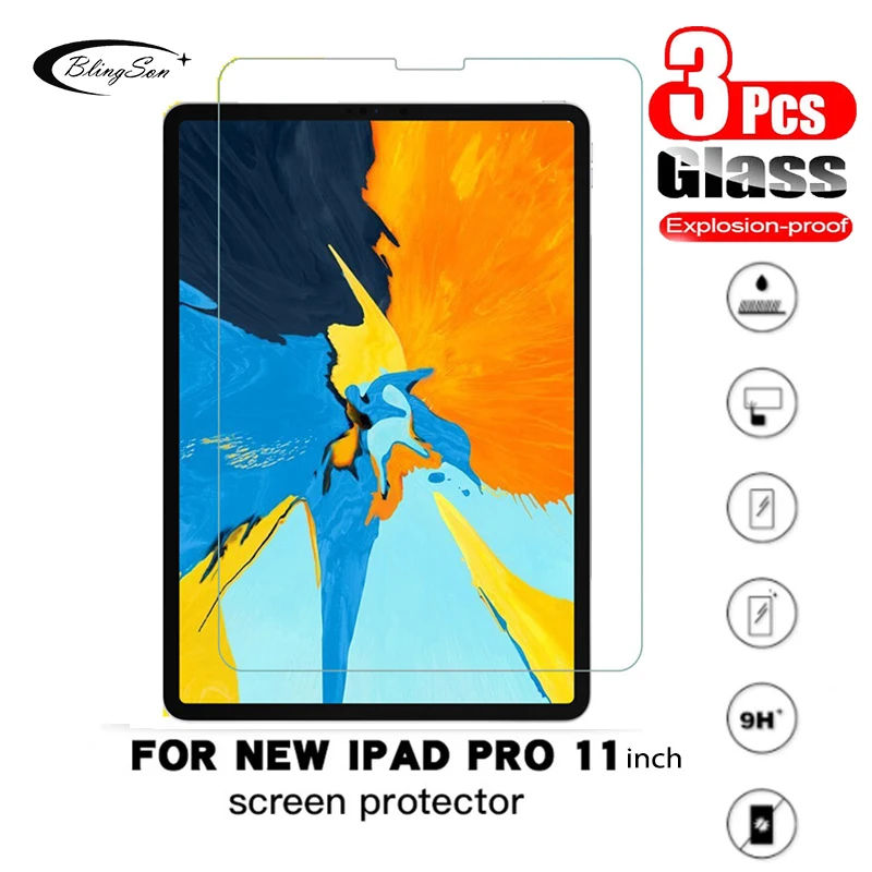 3ks Tvrdeného Skla Pre Apple iPad Pro 11 2018 2020 Screen Protector HD Ochranné Sklo Fólia Pre iPad 11 palcový 2021 Stráže Sklo 2