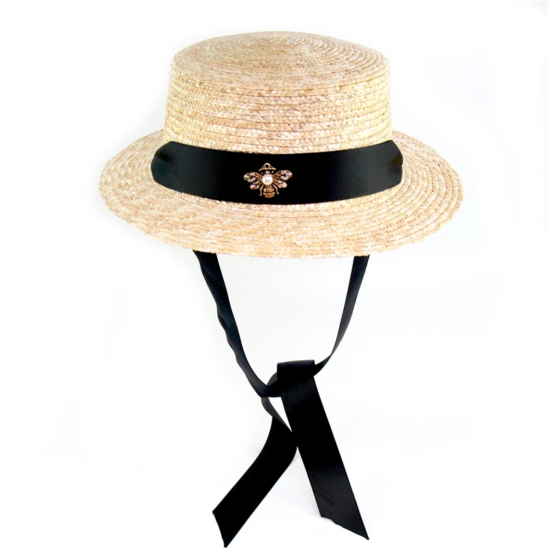 2019 Nové Dizajnér pôvodné Dlhé pásiky ženy Slamy ochrany proti slnku (Klobúky s Bee Žena letné Beach UV Klobúk Dámy Clonu Čiapky 5