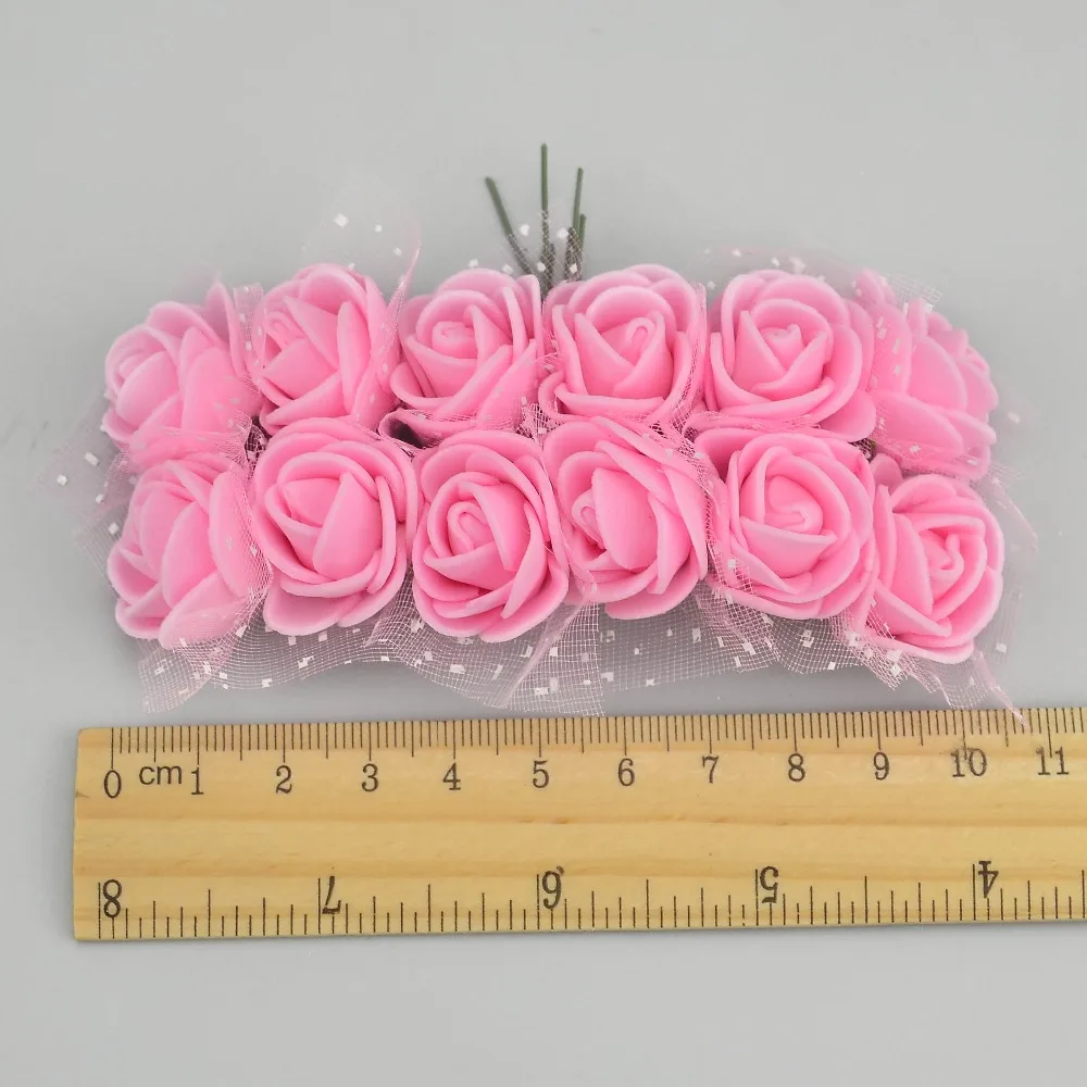 144pcs Mini PE Pena Umelé Ruže Kvet Kytice Multicolor Svadba, Kvetinová Výzdoba Scrapbooking Falošné Kvetinový Veniec dodávky 4