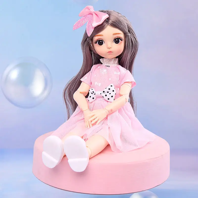 Móda Kawaii Baby Mini Spoločné Bábiky Pre Dievčatá, 30 cm 1/6 BJD Bábika Celý Set Princezná Ženské Telo Kučeravé Vlasy Akcia Obrázok Hračky 0
