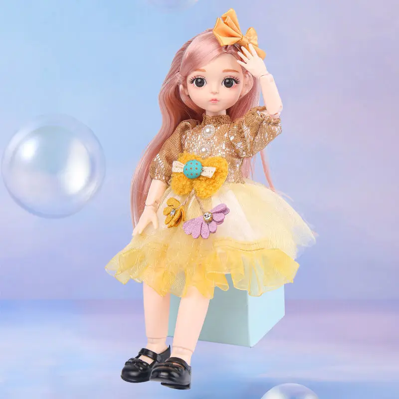 Móda Kawaii Baby Mini Spoločné Bábiky Pre Dievčatá, 30 cm 1/6 BJD Bábika Celý Set Princezná Ženské Telo Kučeravé Vlasy Akcia Obrázok Hračky 5