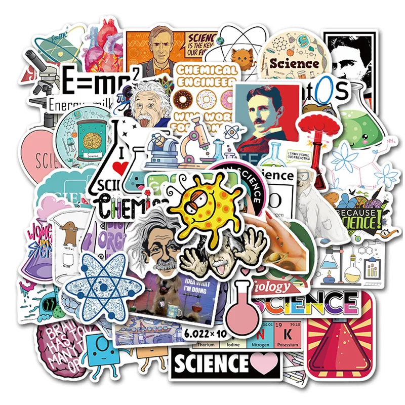 50 Ks/veľa vedecké Laboratóriu Chémie, Fyziky Vedci Zábavné Nálepky Na Notebook, Notebook Batožiny Dekor 4