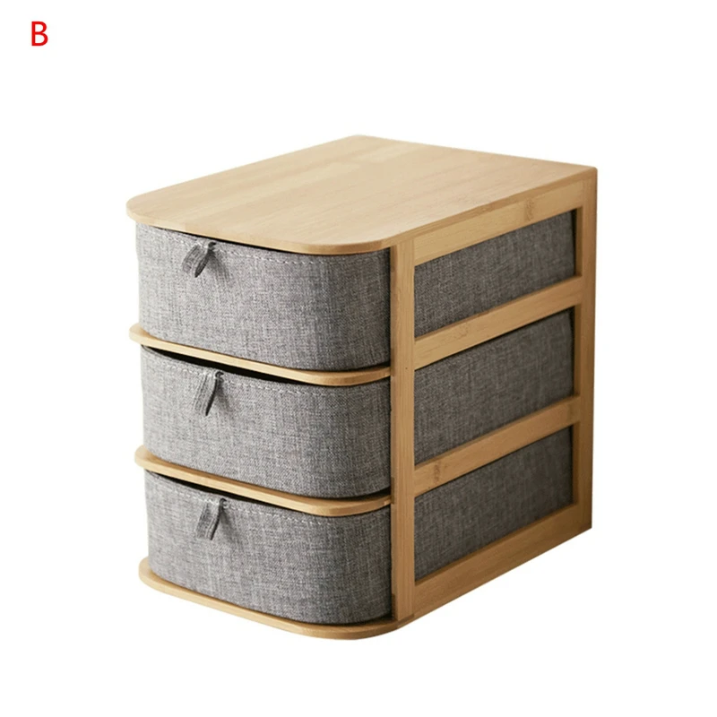 Multi Layer Zásuvky Bambusu Úložný Box Ploche Úložný Box Kozmetické Organizátor Home Office Organizér Domov Ostatné Organizér Držiteľ 1