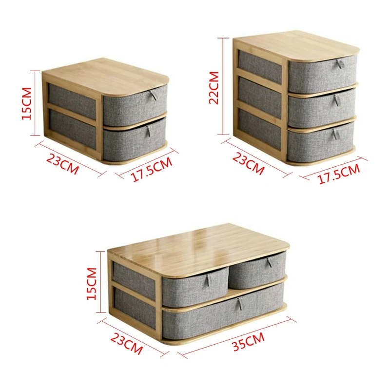 Multi Layer Zásuvky Bambusu Úložný Box Ploche Úložný Box Kozmetické Organizátor Home Office Organizér Domov Ostatné Organizér Držiteľ 2