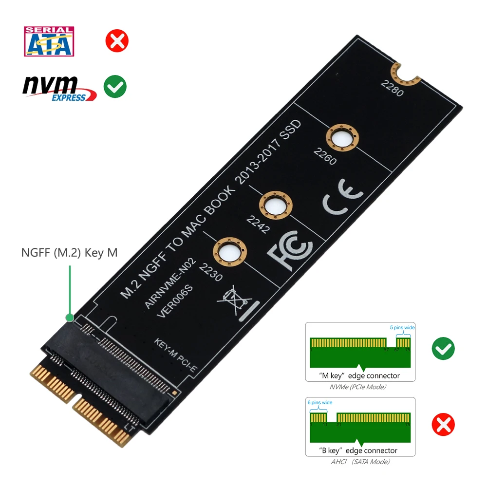 M. 2 Adaptér M. 2 NGFF PCIe AHCI SSD Adaptér pre MACBOOK Air 2013 2017 A1466 Pro A1398 A1502 A1419 pre Apple SSD Adaptér 3