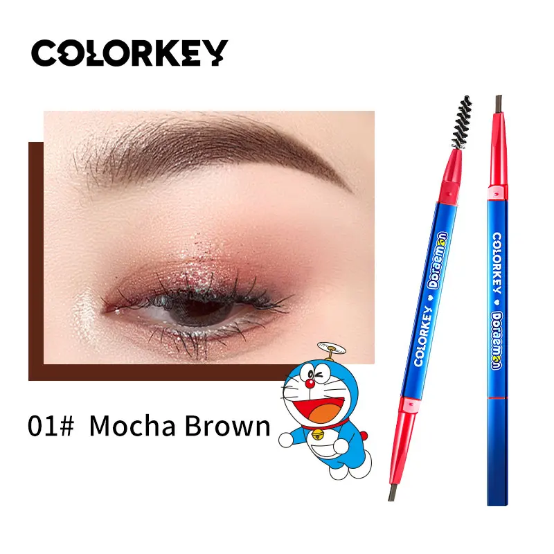 COLORKEY Doraemon Obočie Ceruzka, Štetec, Prirodzené Farby Dlhotrvajúci Nepremokavé Eye make-up Pero obojstrannú Nástroj Anime Kozmetika 0