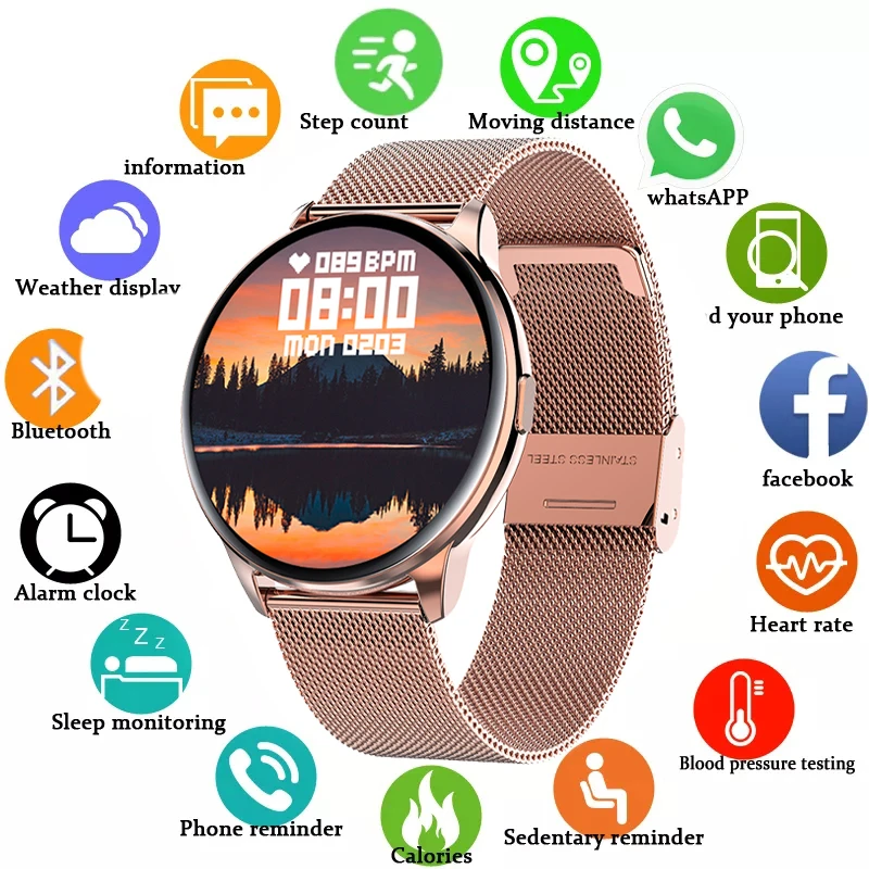 2021 Full Touch Smart Hodinky Ženy IP68 Vodotesný Náramok EKG Monitor Srdcového rytmu Spánku Monitorovanie Športové Smartwatch Pre Dámy 0