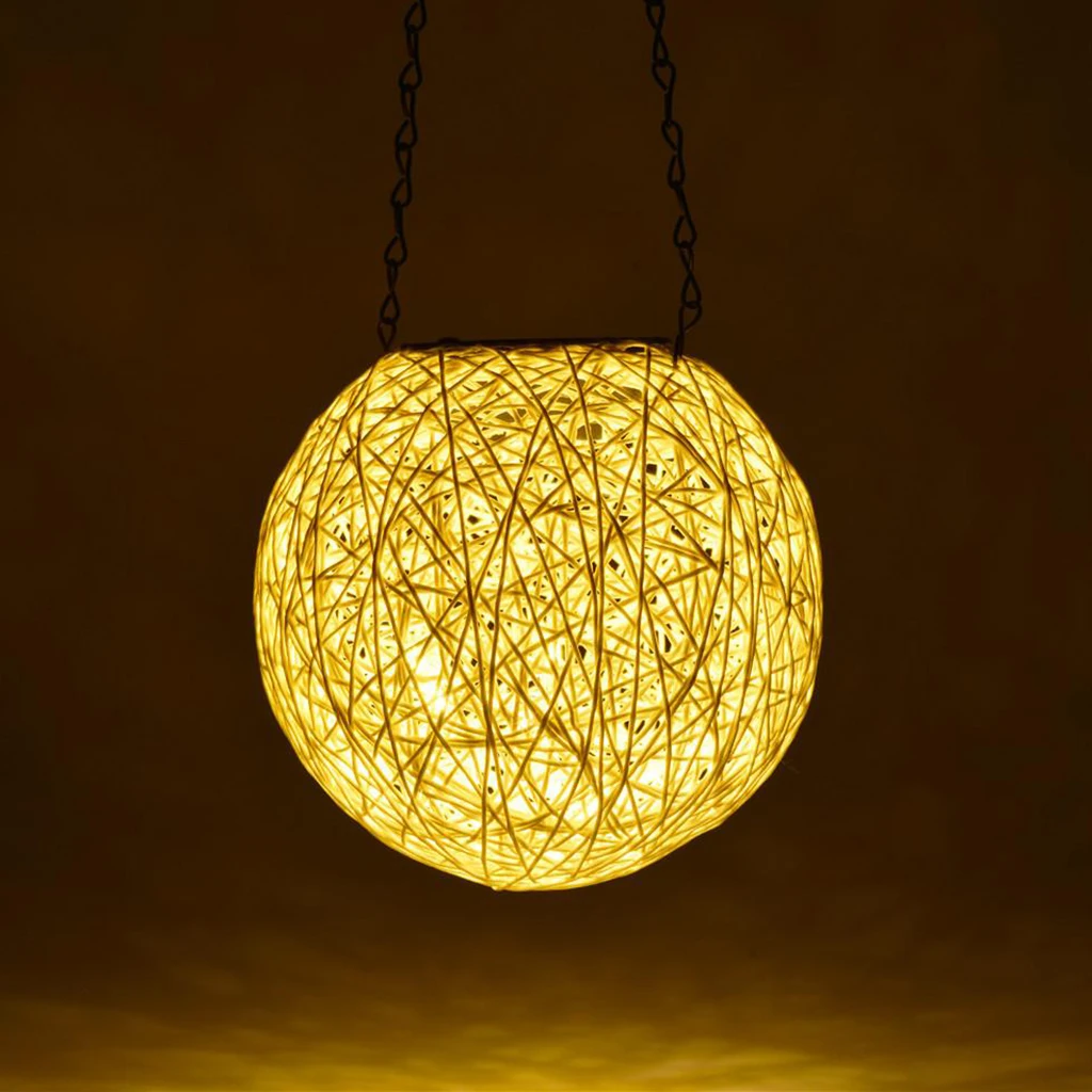 Solárne LED ing Svetlo s Železné Reťaze Ratan Loptu Lampa Nočného Vonkajšie 2