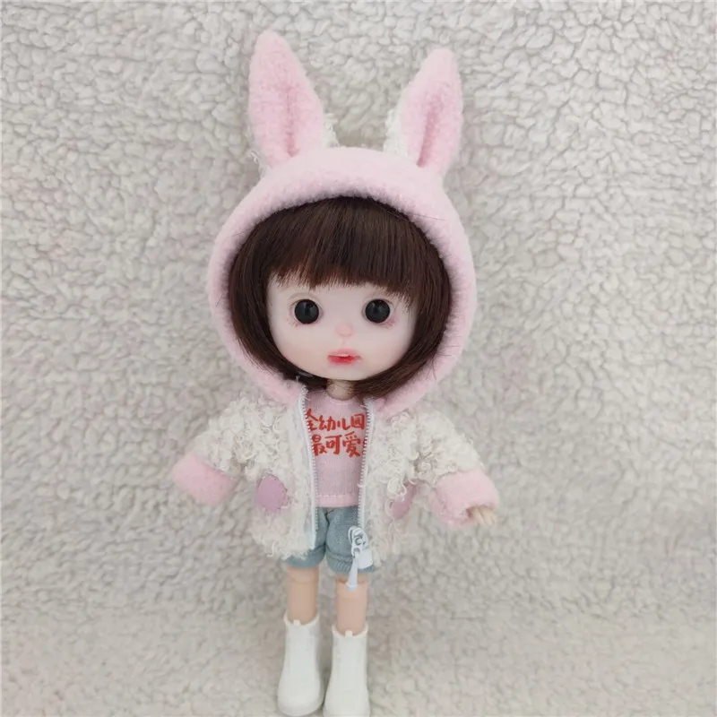 1PCS mini roztomilá bábika dlhý rukáv medveď kabát pre OB11 1 / 12BJD Holala Obitsu 11 Meijie ošípaných GSC bjd oblečenie bábiky hračky kostým 1