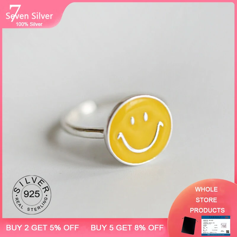 Nové Jednoduché, Estetické pearl rybí chvost 925 Sterling Silver Šperky žltá úsmev Nie je Alergické Otvorenie Krúžky 3