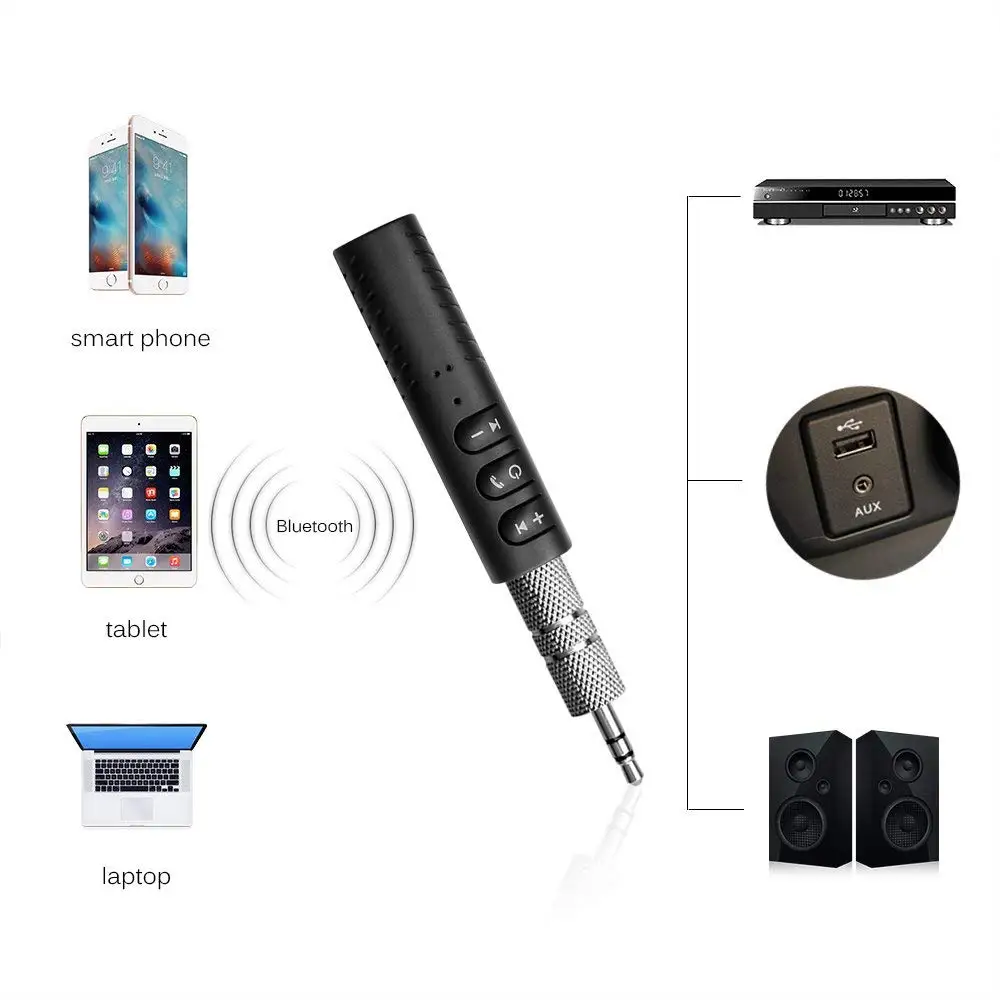 Handsfree Aux Adaptér Bluetooth Súpravy do Auta Bezdrôtové Bluetooth Prijímač Pre Slúchadlá Iphone, Ipad, PC, Hudba MP3 Reproduktor Adaptér 3