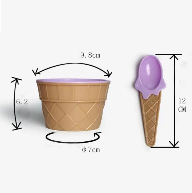 1PC deti zmrzlina misy ice cream pohár Páry misy darčeky Dezert krásne nádherné darčekové Deti DIY Icecream Nástroje Riad 4